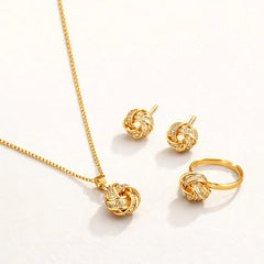 Knot Necklace, Earrings & Ring Set | Elegant Jewellery Collection