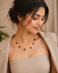 Gold-Plated Multicolor Teardrop Stone Necklace
