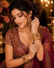 Gold Plated Traditional Floral Kada Bangles
