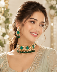 24k Gold-Toned Traditional Kundan Pearl Choker Jewellery Set