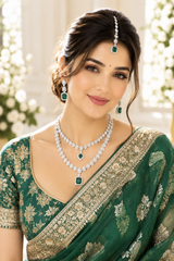 Elegant Silver-Plated American Diamond Bridal Jewellery Set
