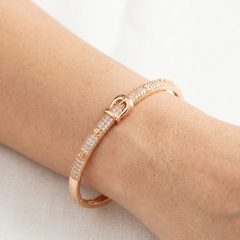 Rose Gold Plated Foldable Openable Belt Style Bracelet