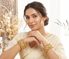 Antique Gold Floral Bangles