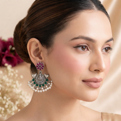 Traditional German Silver Style Bohemian Statement Dangler Earrings