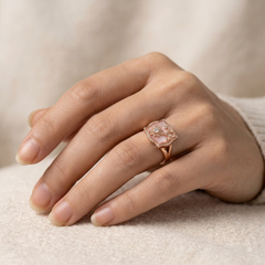 Floral Finger Ring with American Diamond