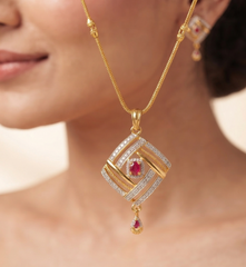 Square Pendant Necklace Set