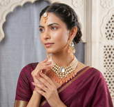 Gold-Toned Kundan Meenakari Bridal Jewellery Necklace Set