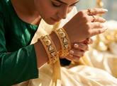 Gold Kundan Triangle Bangles