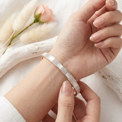 Premium Crystal & Mother of Pearl Geometric Designer Openable Bracelet