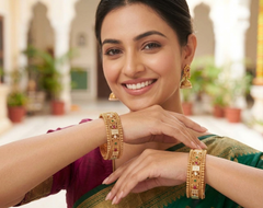 24k Gold Plated Traditional Meenakari Bangle