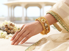 Gold Kundan Triangle Bangles