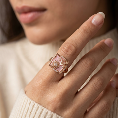Floral Finger Ring with American Diamond