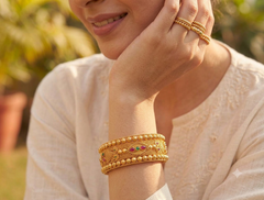 24k Gold Beaded Temple Bangles