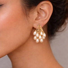 Pearl Cluster Earrings | Elegant Floral Design