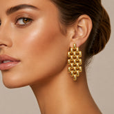 Gold Link Drop Earrings | Geometric Statement Earrings