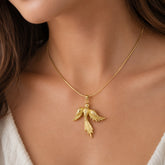 Gold Flying Bird Pendant Necklace | Graceful Bird Charm Necklace