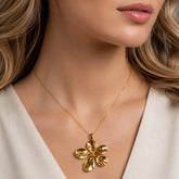 Gold Flower Pendant Necklace | Elegant Floral Charm Necklace
