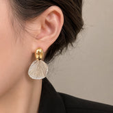 Golden Shell Statement Earrings | Dual Tone Textured Jewellery