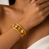 Gold Ocean-Inspired Cuff Bracelet | Starfish & Shell Motif Armlet