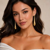 Gold Long Teardrop Earrings | Elegant Crystal Drop Earrings