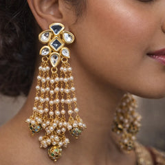Pearl & Stone Dangler Earrings | Elegant Traditional Jewellery