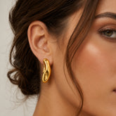 Gold Sculptural Hoop Earrings | Modern Organic Statement Earrings