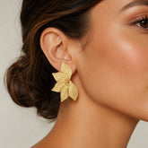 Gold Leaf Cluster Stud Earrings | Nature-Inspired Statement Earrings