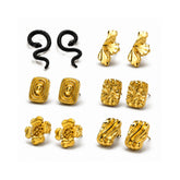 Gold Multi-Design Stud Earring Set | Bold Modern Mix & Match Studs