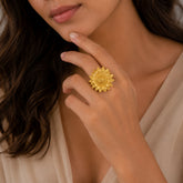 Gold Textured Heart Statement Ring | Bold & Elegant Jewellery