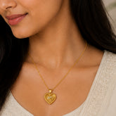 Gold Heart Floral Pendant Necklace | Elegant Vintage Charm Jewellery