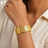Gold Textured Bangle Bracelet | Elegant Statement Jewellery