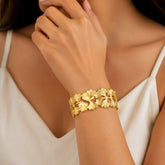 Gold Leaf Motif Bangle Bracelet | Nature-Inspired Statement Jewellery