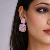 Purple Crystal Earrings | Elegant Square Design