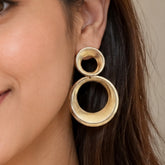 Textured Double Hoop Earrings | Statement Gold Jewellery