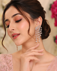 Elegant Rose Gold Plated American Diamond Ear Cuff Earrings