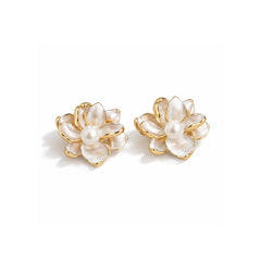 Pearl Blossom Earrings | Elegant Floral Gold Jewellery