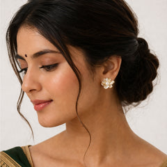 Pearl Blossom Earrings | Elegant Floral Gold Jewellery