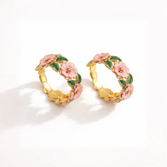 Floral Enamel Hoop Earrings | Elegant Garden-Inspired Gold Jewellery