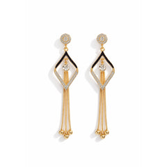 Crystal Tassel Drop Earrings | Elegant Geometric Gold Jewellery