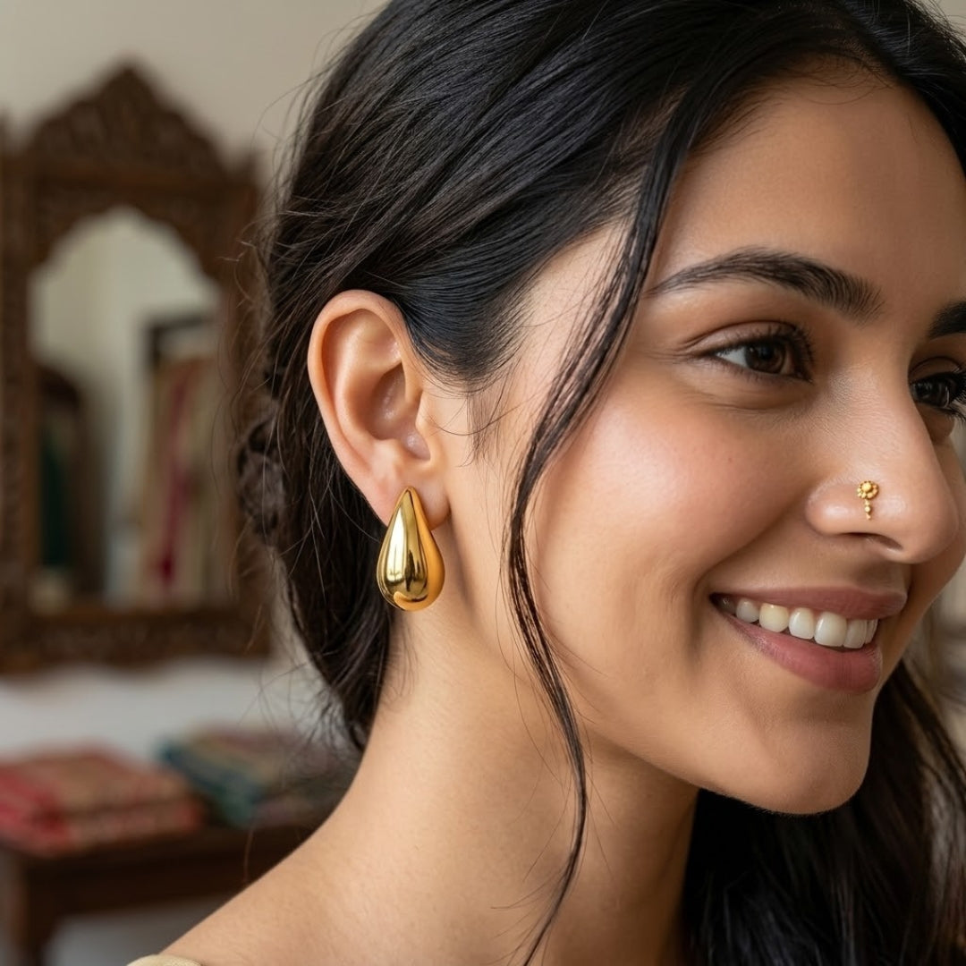 Sculpted Teardrop Earrings | Minimalist Gold Jewellery