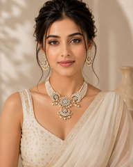 Traditional Kundan Pearl Choker Necklace Set