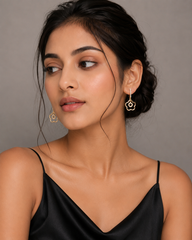 Rose Gold Plated Floral Cubic Zirconia Diamond Drop Earrings