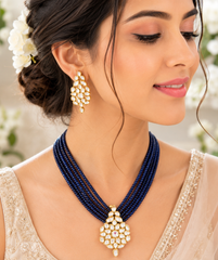Traditional Kundan Pearl Multi-Layer Beaded Necklace Set
