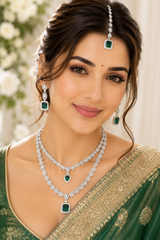 Elegant Silver-Plated American Diamond Bridal Jewellery Set