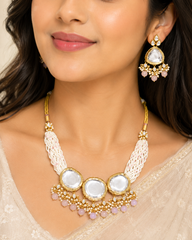 Gold-Toned Kundan Pearl Jewellery Necklace Set
