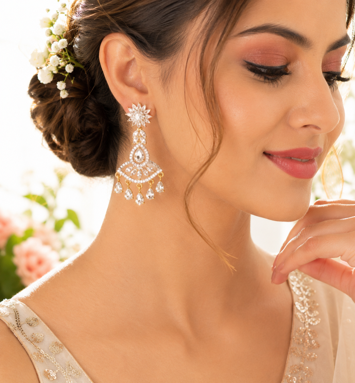 Elegant American Diamond Chandelier Earrings