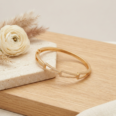 Premium Rose Gold Plated CZ Diamond Studded Foldable Bracelet