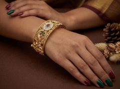 24k Gold Kundan Floral Bangles