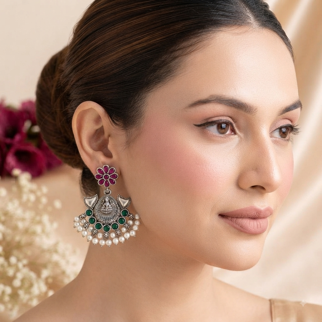 Traditional German Silver Style Bohemian Statement Dangler Earrings