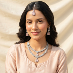 Silver-Plated American Diamond Bridal Jewellery Set